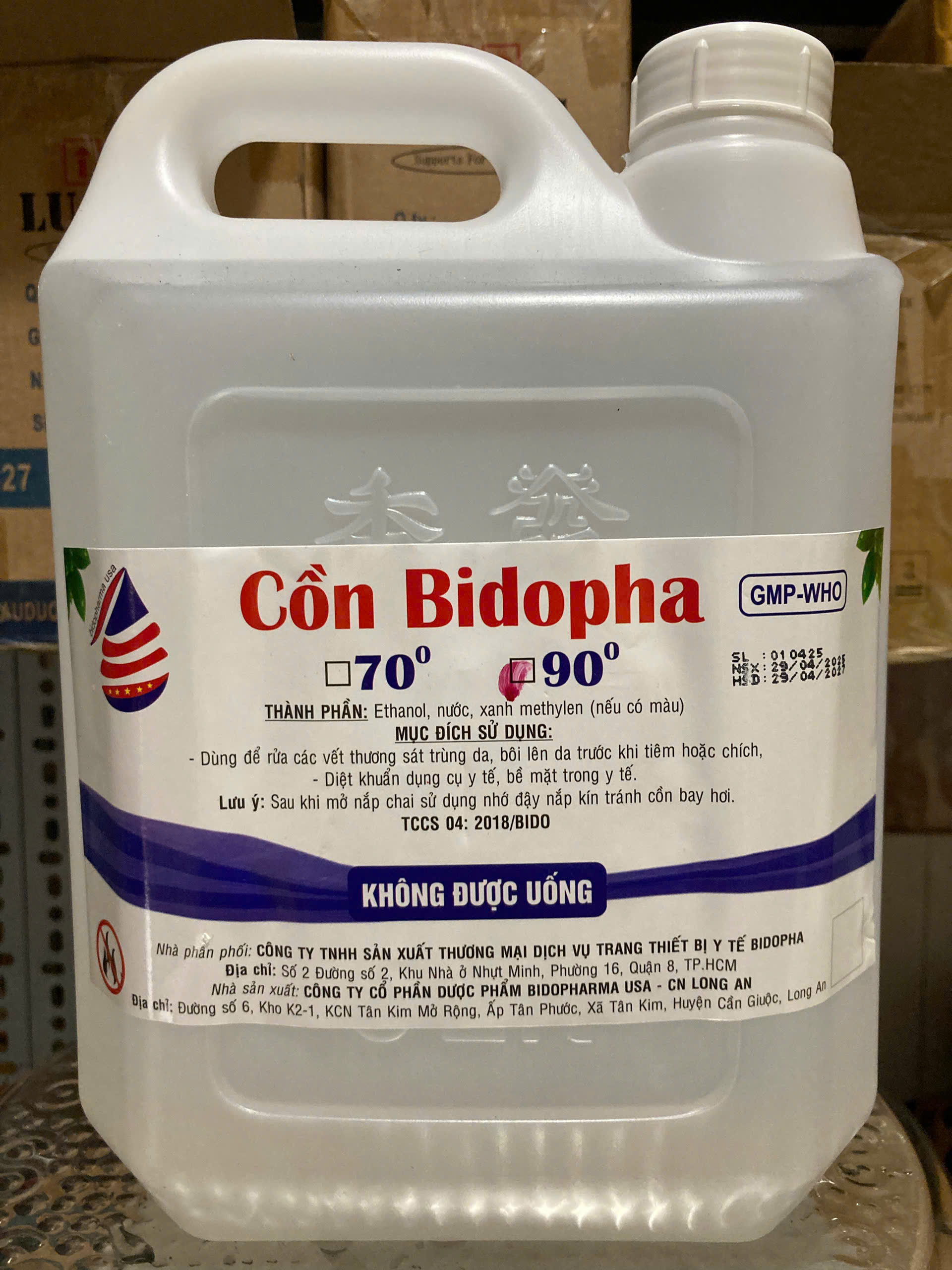 Cồn 90 Bidopha can 5L